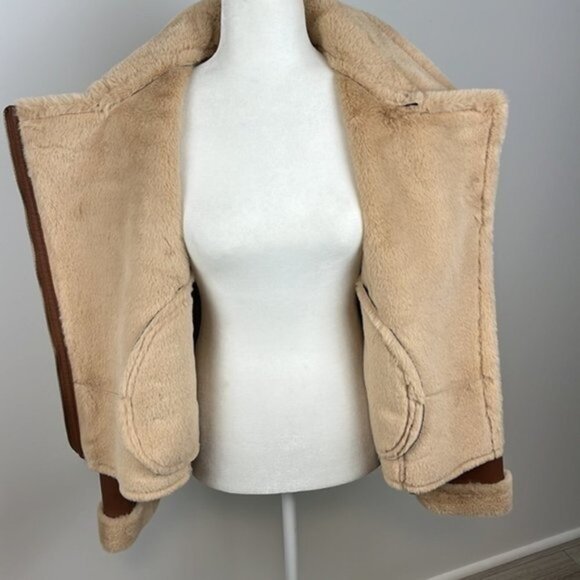 a.n.a. Brown Imitation Leather Coat with Faux Fur Size Large NWT - Picture 6 of 14